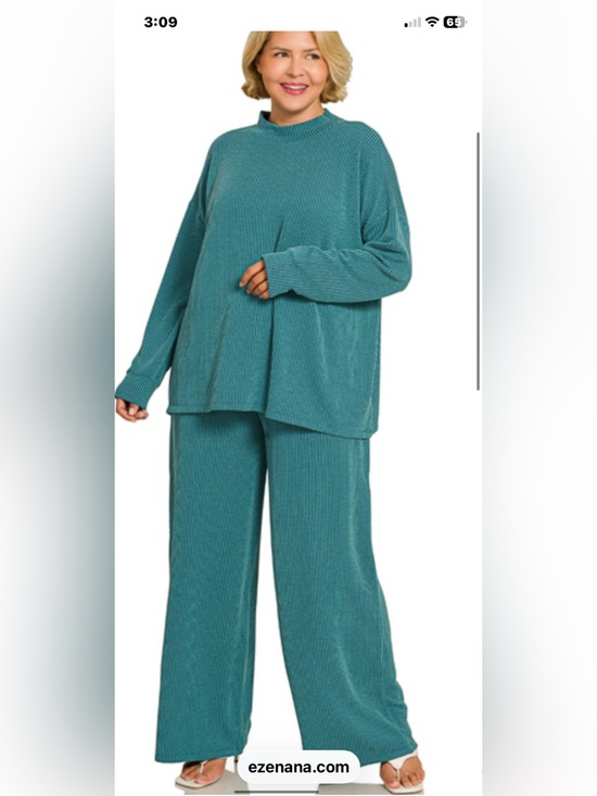 Zenana Pants - Zenana Mock Neck Top and Pants Sweater Set Teal
